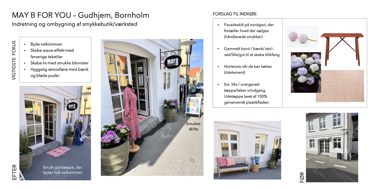 Indretning af butiksfacade, facade, tiltrække kunder, blikfang, skiltning, midtjylland, Ebeltoft, Viborg, online